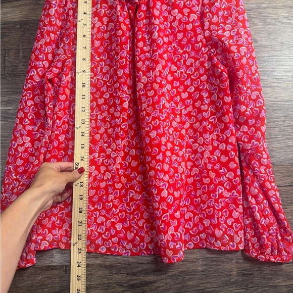 J. Crew Vibrant Red Blouse with Heart Motif - Picture 5 of 5